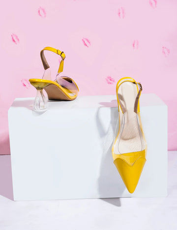 Modern Glass Finish Slingback Heels