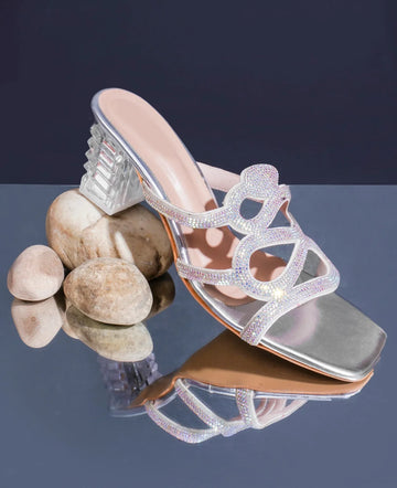 Crystal Strap Block Heel Sandals