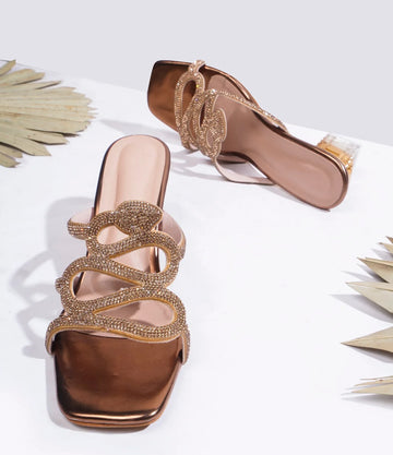 Crystal Strap Block Heel Sandals