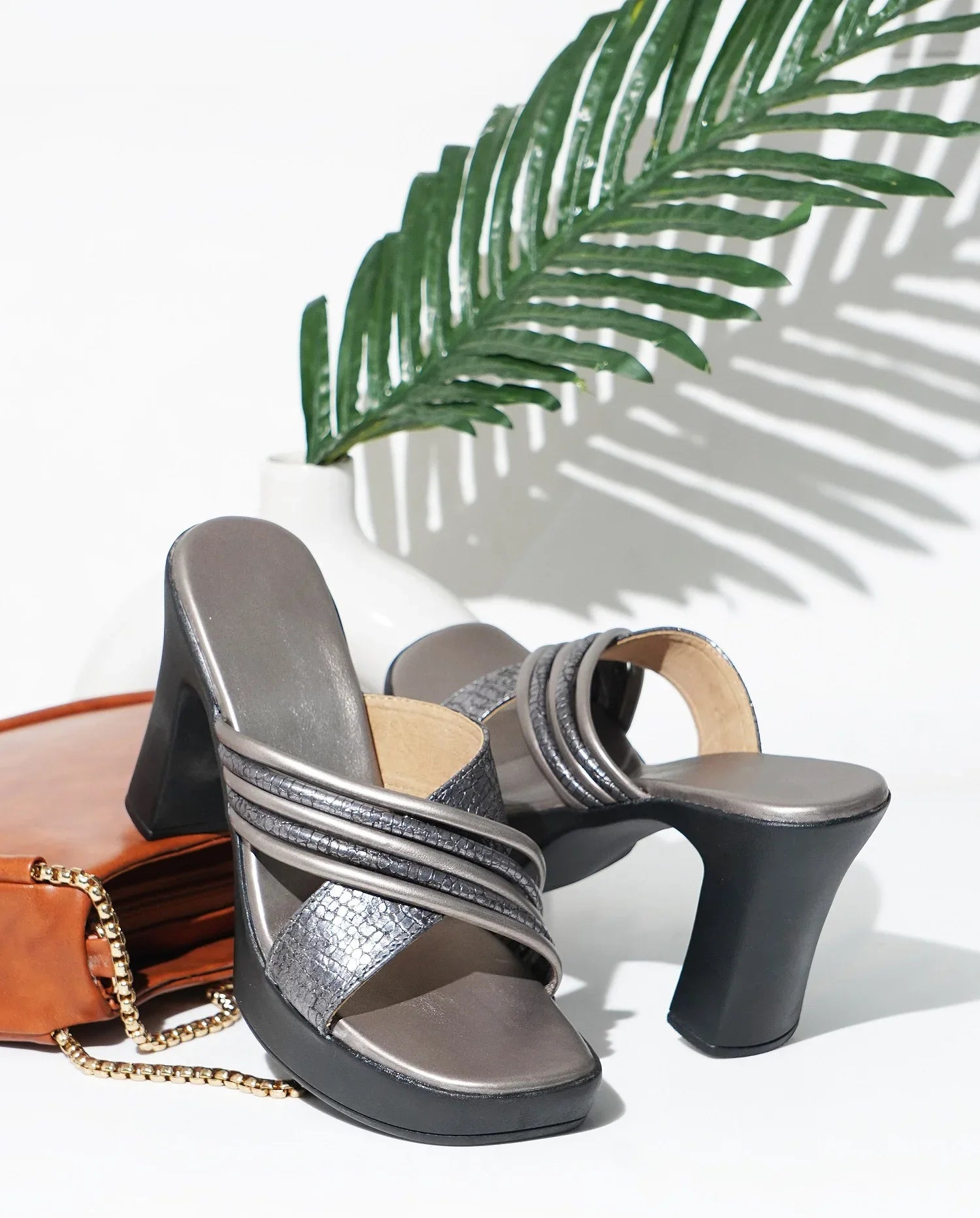 Textured Strap Statement Heels