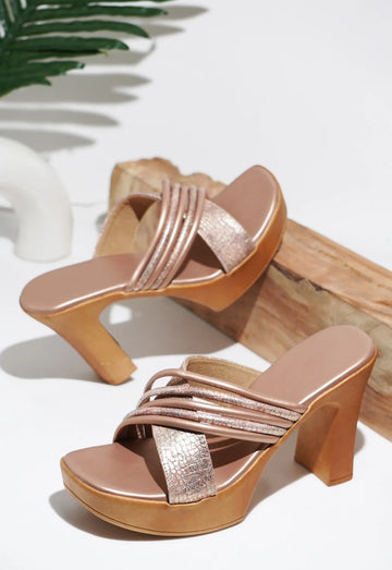 Textured Strap Statement Heels