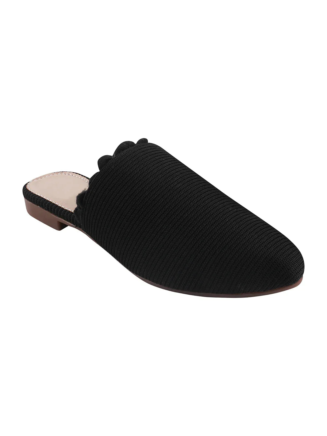 Classic Textured Flat Mules with Soft Insole
