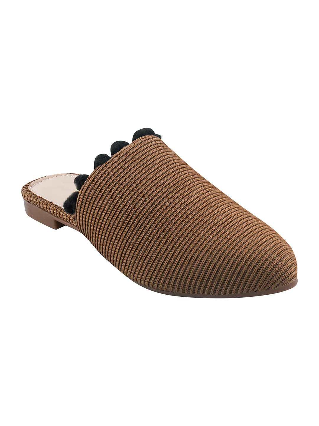Classic Textured Flat Mules with Soft Insole