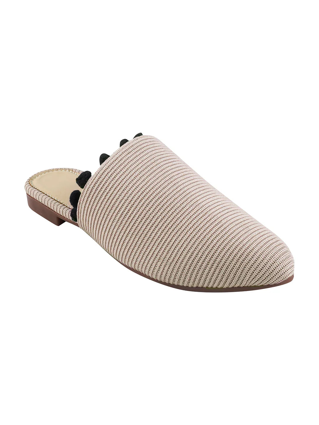 Classic Textured Flat Mules with Soft Insole