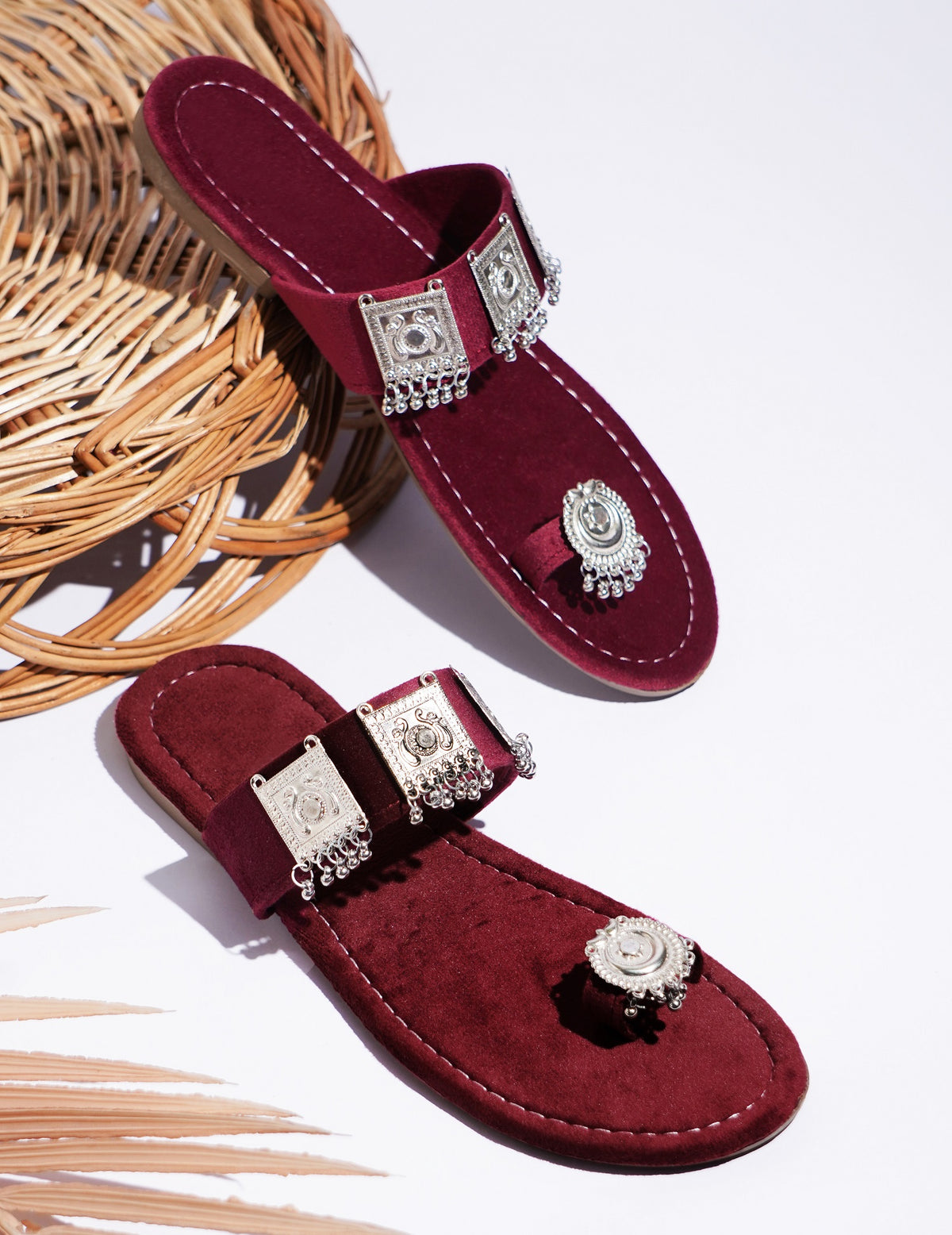 Heritage Silver Detail Toe-Post Flats