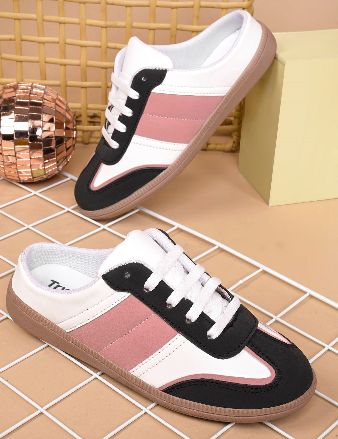 Retro Street Style Mules Sneakers with Lace-up