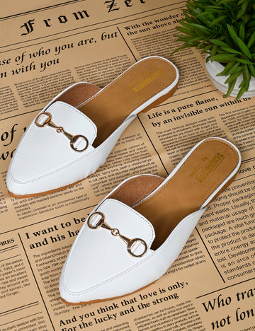 Classic Pointed Toe Mule with Metal Horsebit Detail