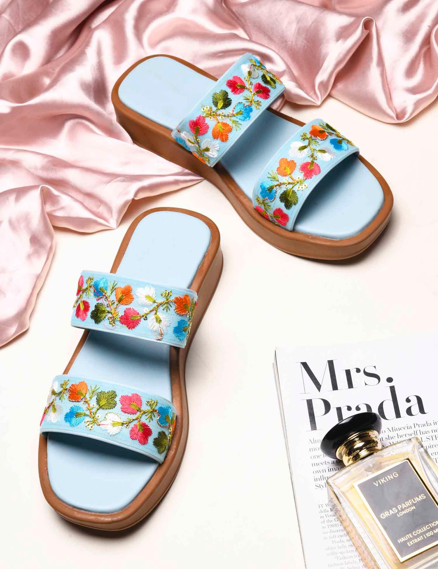Garden Bloom Embroidered Comfort Slides