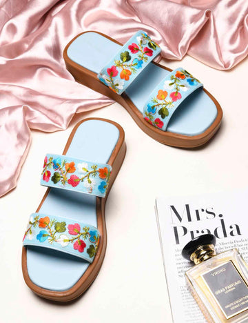 Garden Bloom Embroidered Comfort Slides