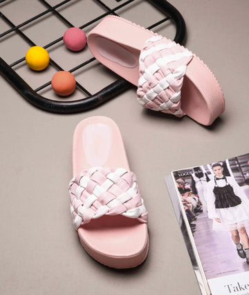 Ribbed Strap Platform Slides