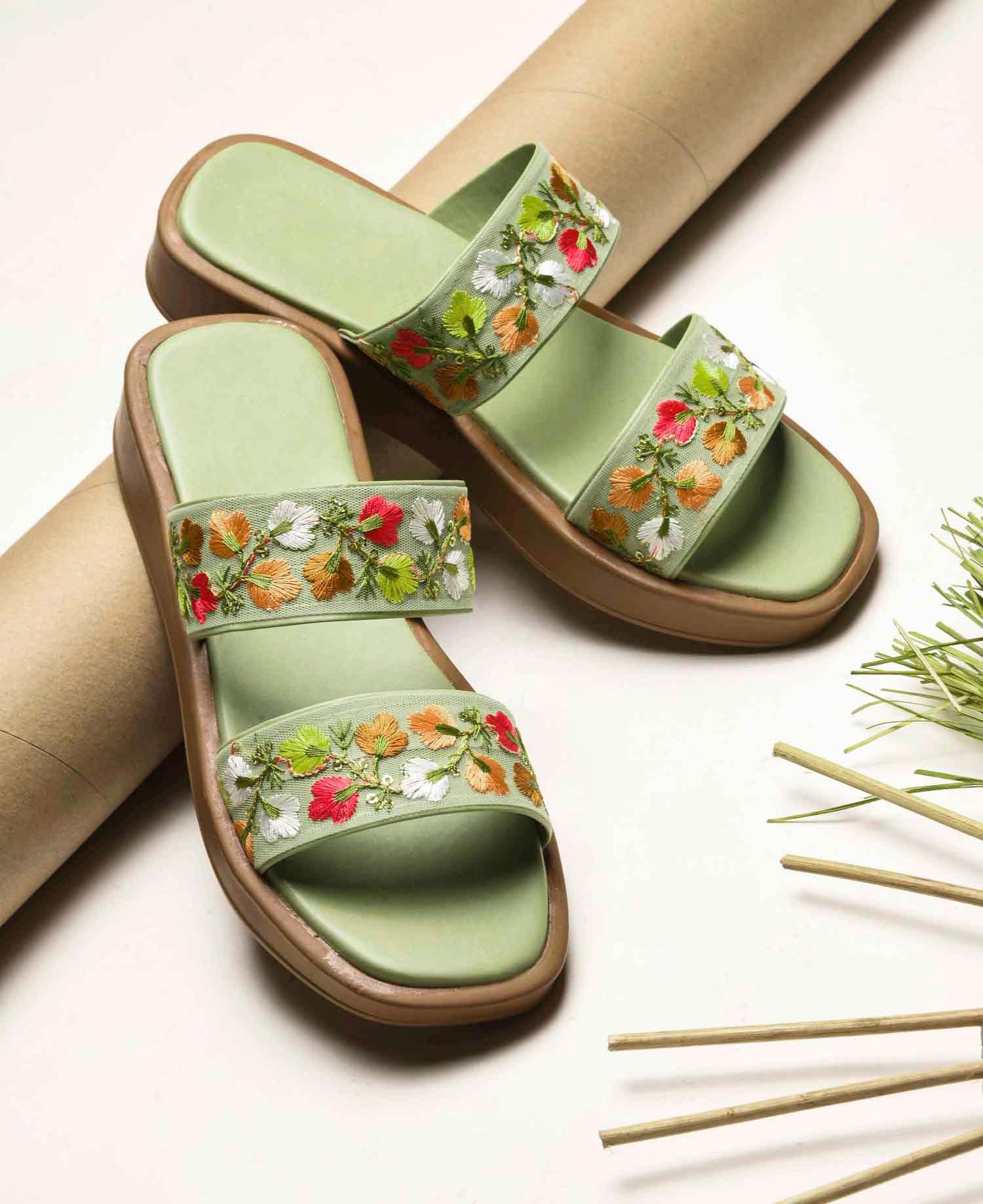 Garden Bloom Embroidered Comfort Slides
