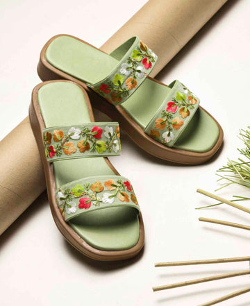 Garden Bloom Embroidered Comfort Slides