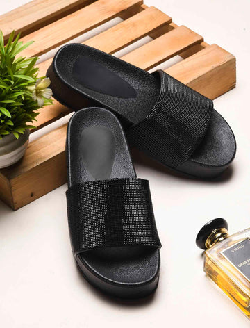 Textured Wide Strap Slides