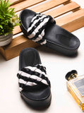 Ribbed Strap Platform Slides