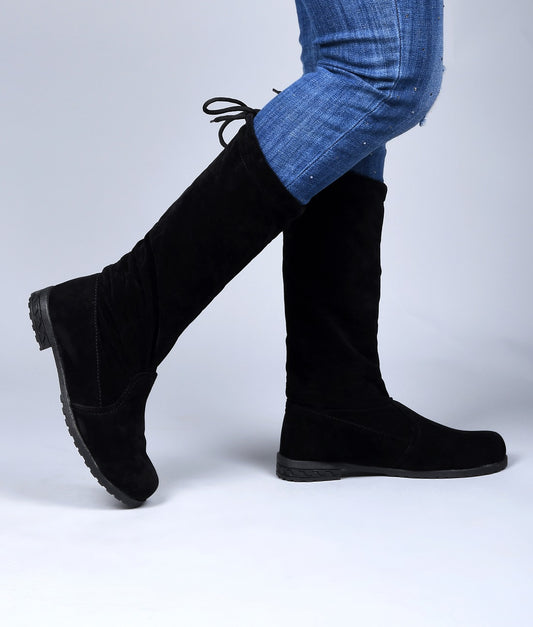 Women’s Knee-High Stretch Boots with Flat Heel