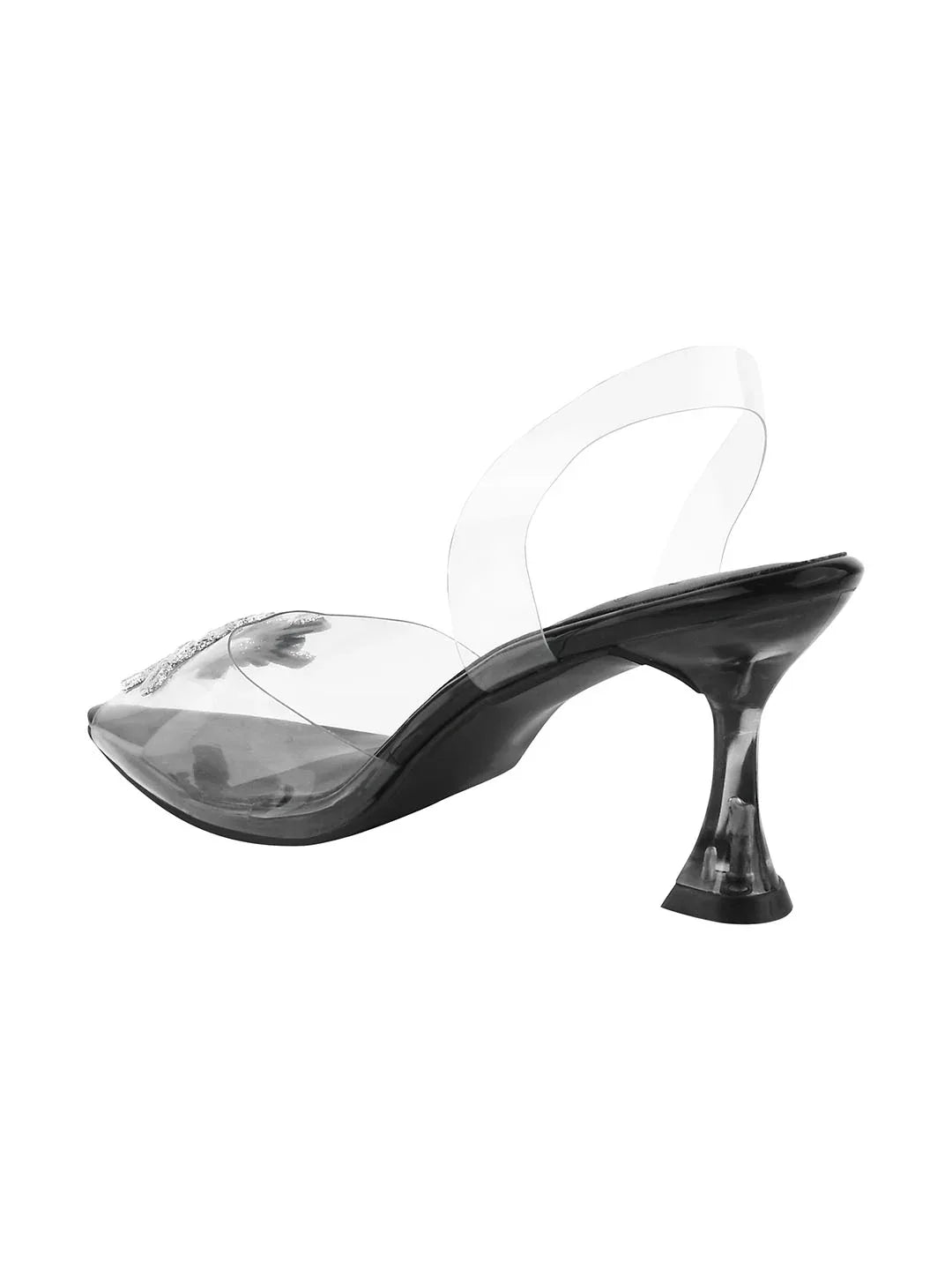 Diamond Accent Clear Heel Sandals