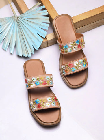Garden Bloom Embroidered Comfort Slides