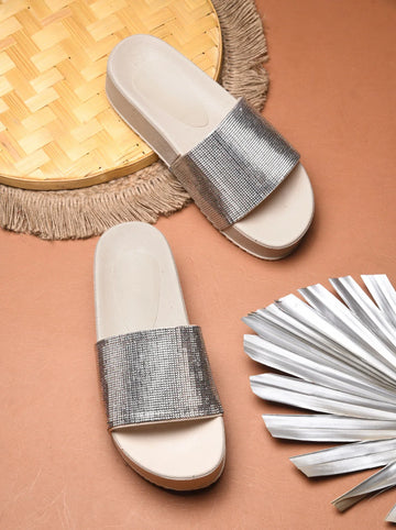 Textured Wide Strap Slides