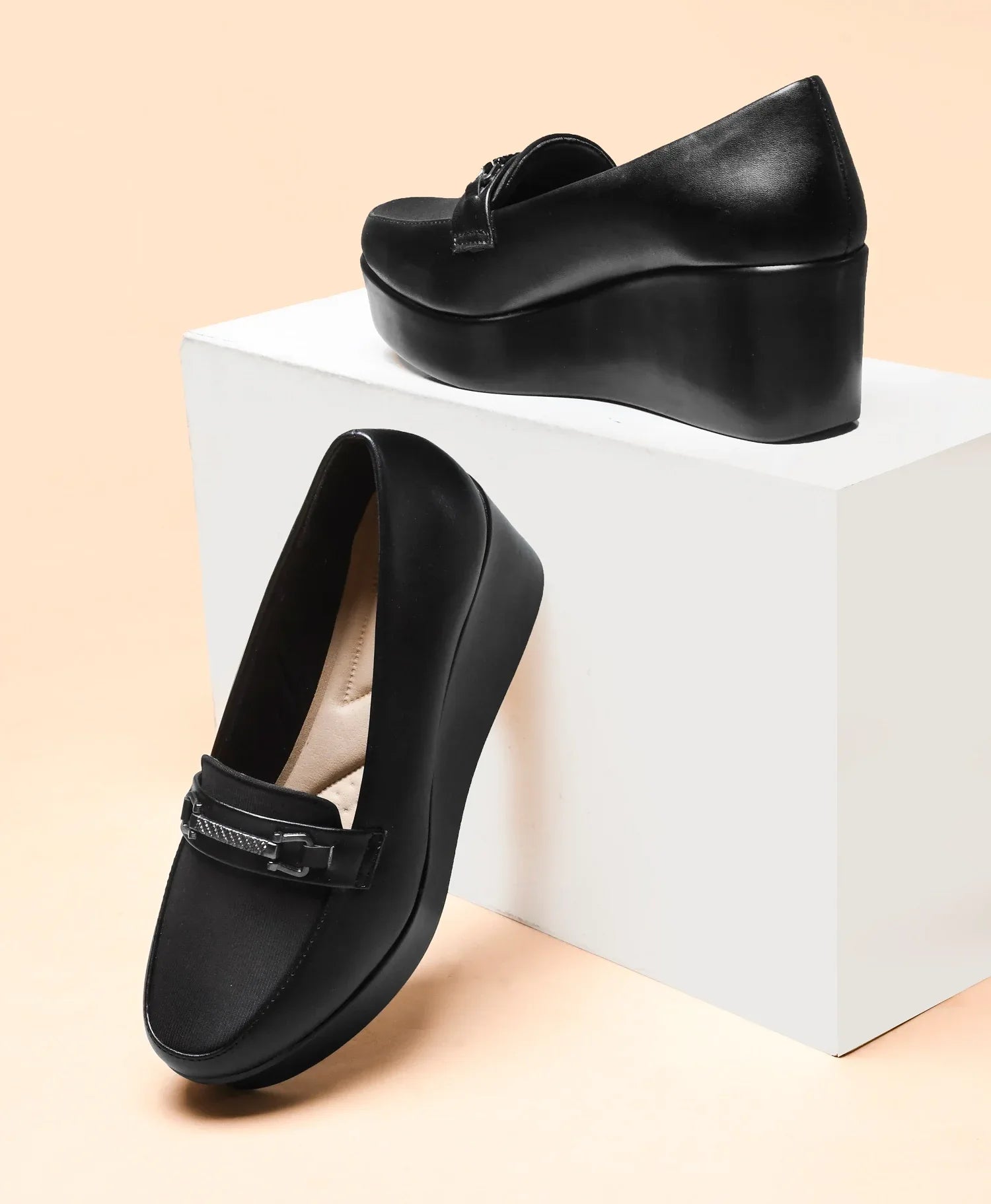 Smart Casual Low Platform Wedge Loafers