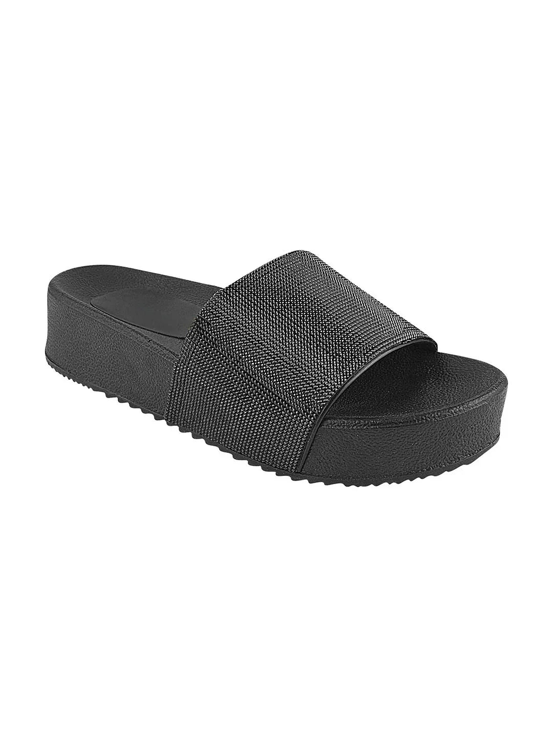 Textured Wide Strap Slides