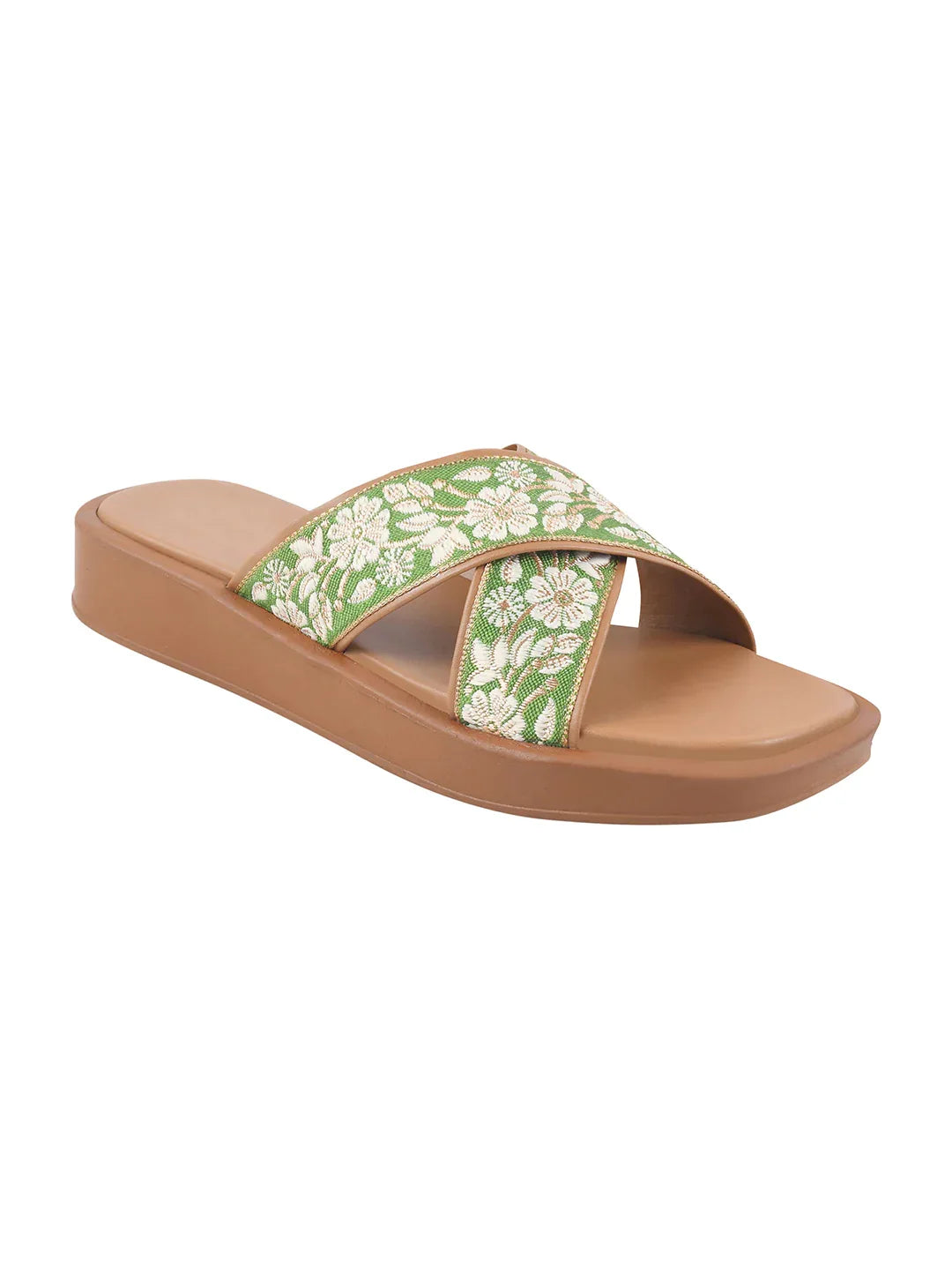 Elegant Embroidered Flat Slides