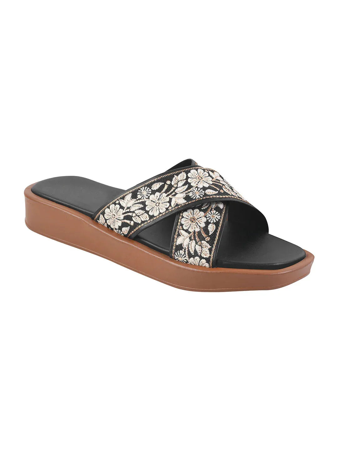 Elegant Embroidered Flat Slides