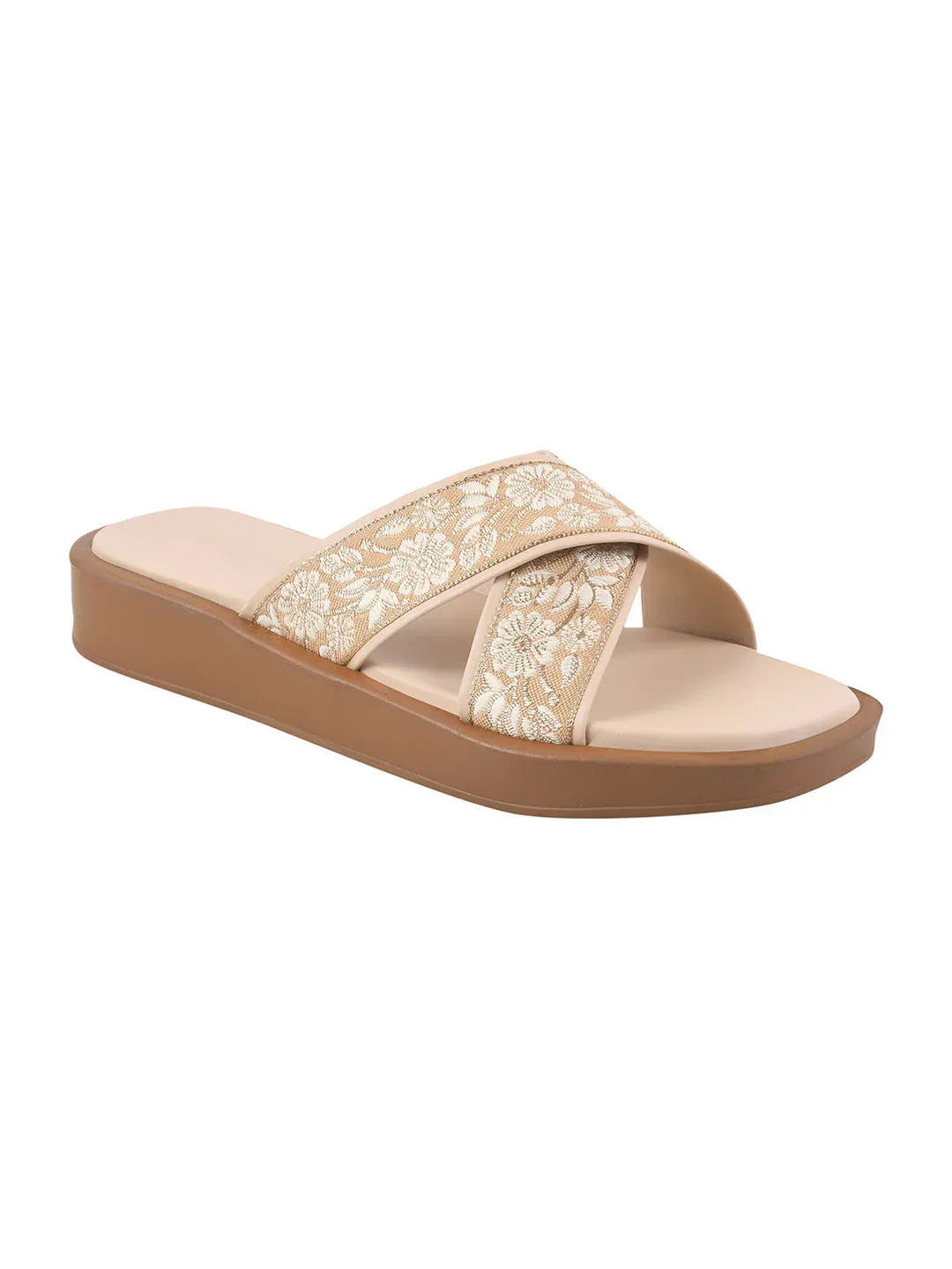 Elegant Embroidered Flat Slides