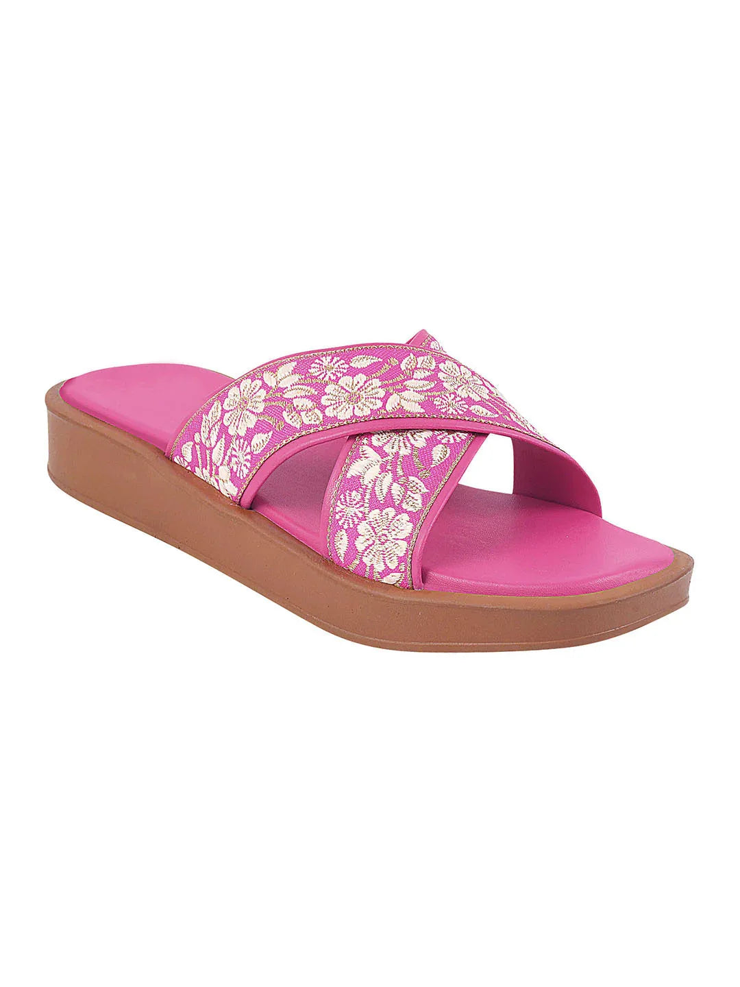 Elegant Embroidered Flat Slides