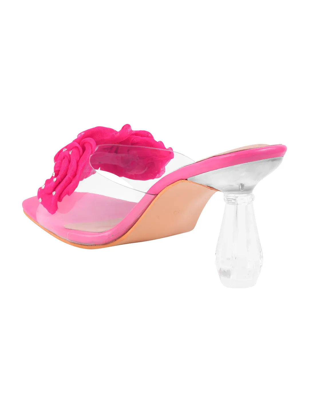 Floral Rose Transparent Heel Mules