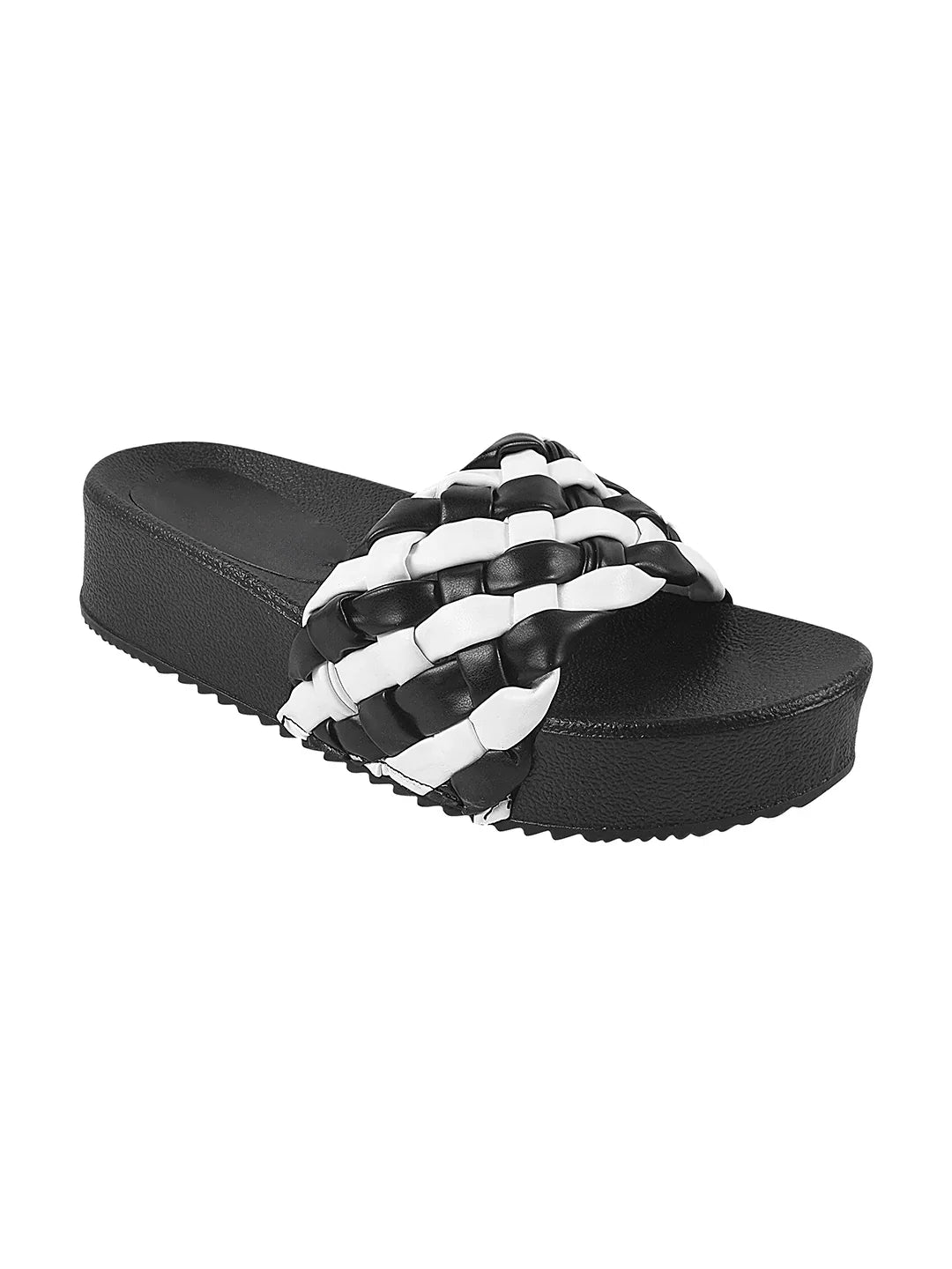Ribbed Strap Platform Slides