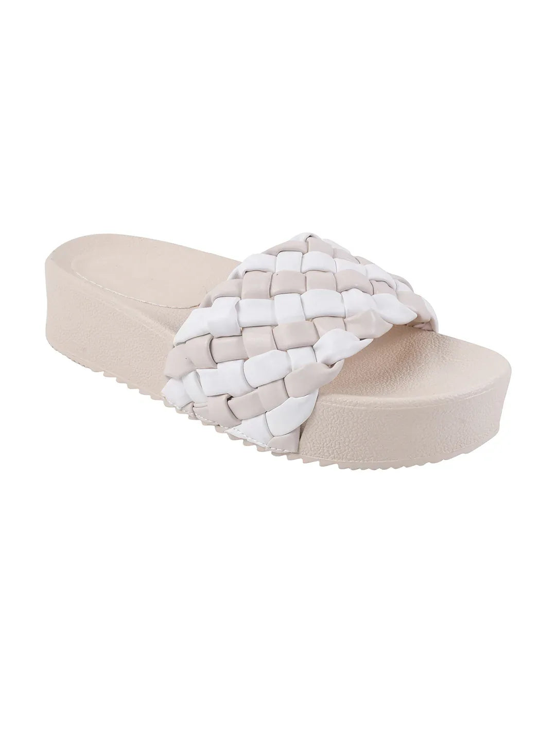Ribbed Strap Platform Slides