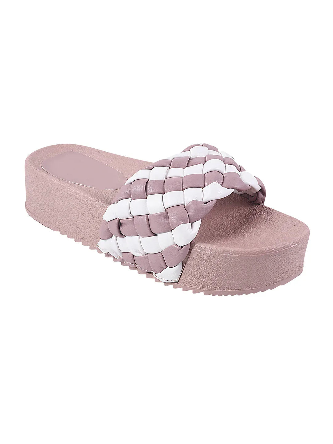 Ribbed Strap Platform Slides