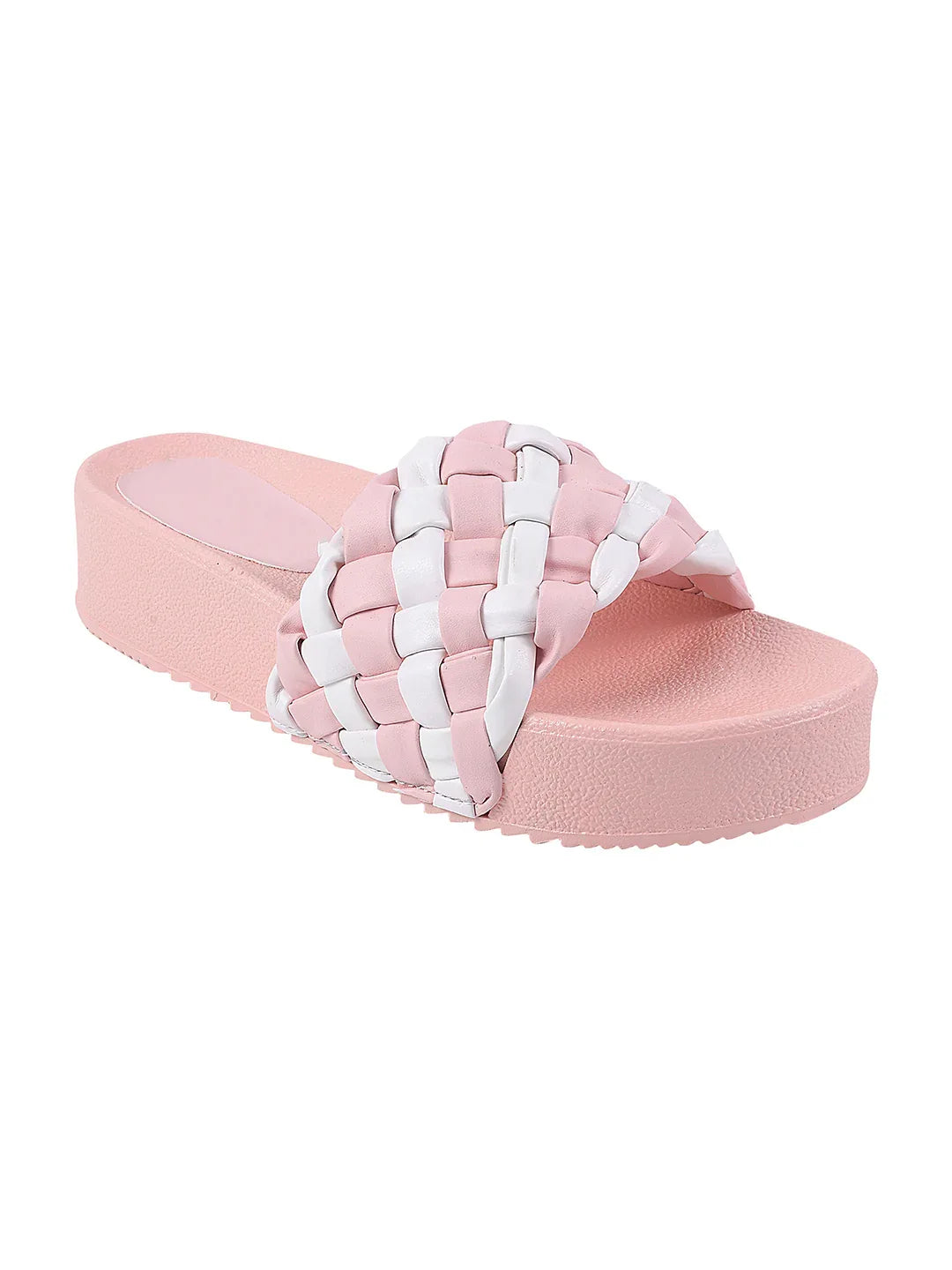 Ribbed Strap Platform Slides