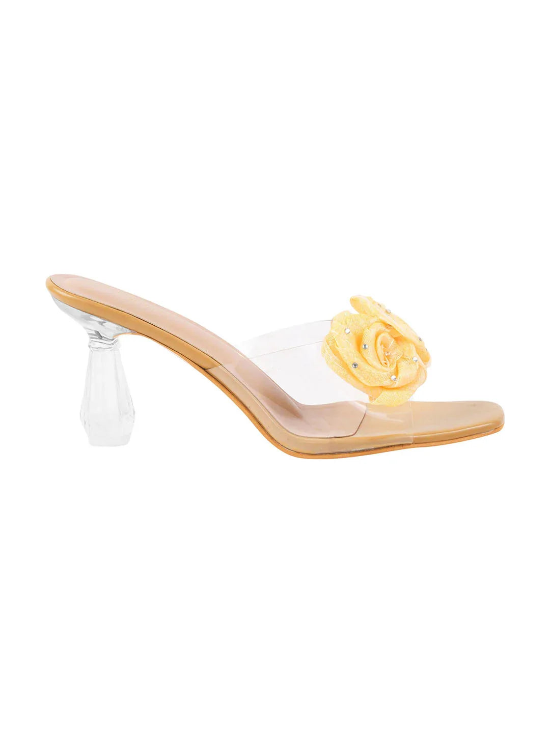 Floral Rose Transparent Heel Mules