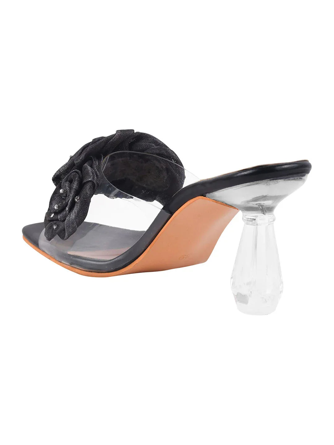 Floral Rose Transparent Heel Mules