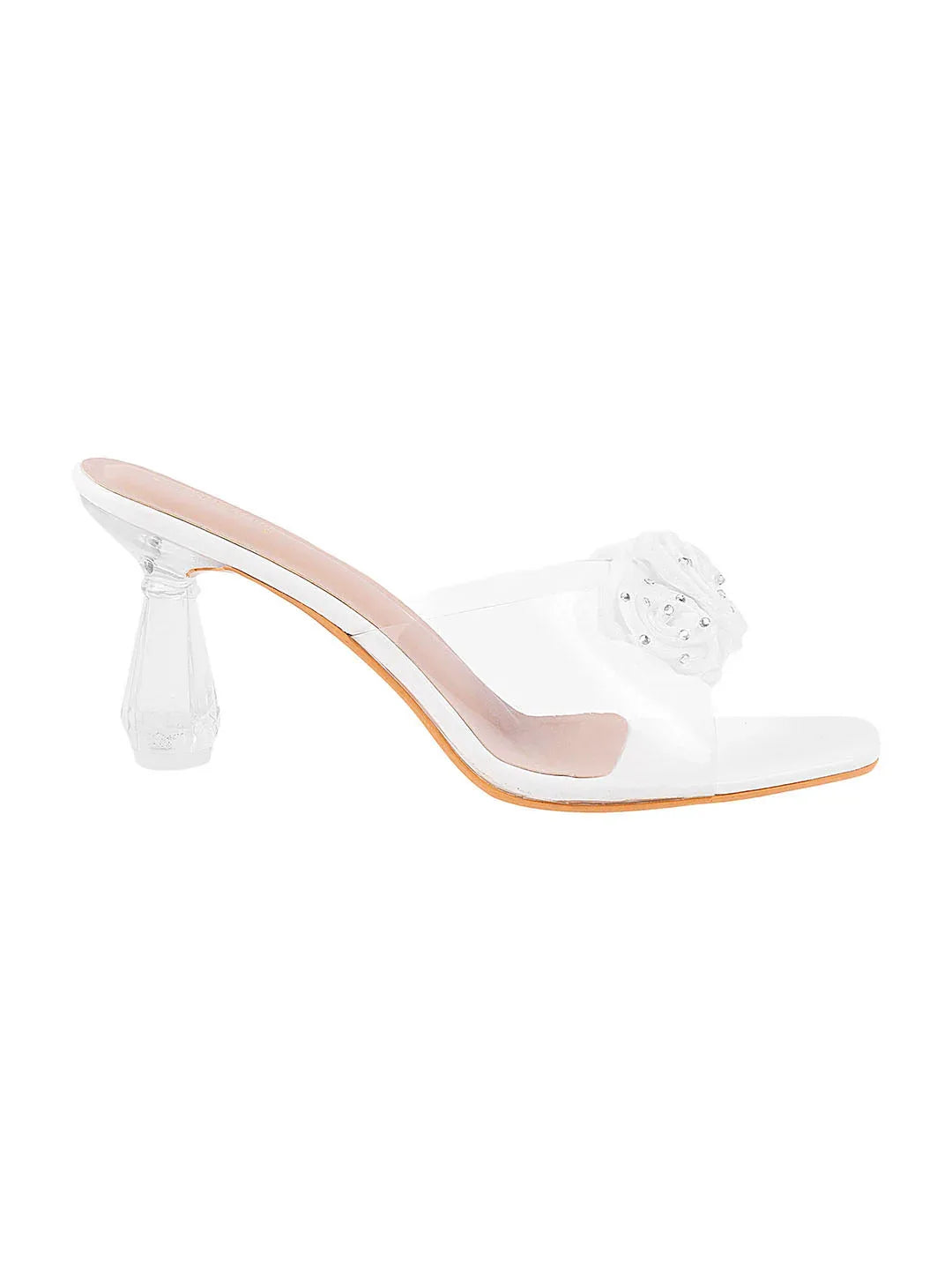 Floral Rose Transparent Heel Mules