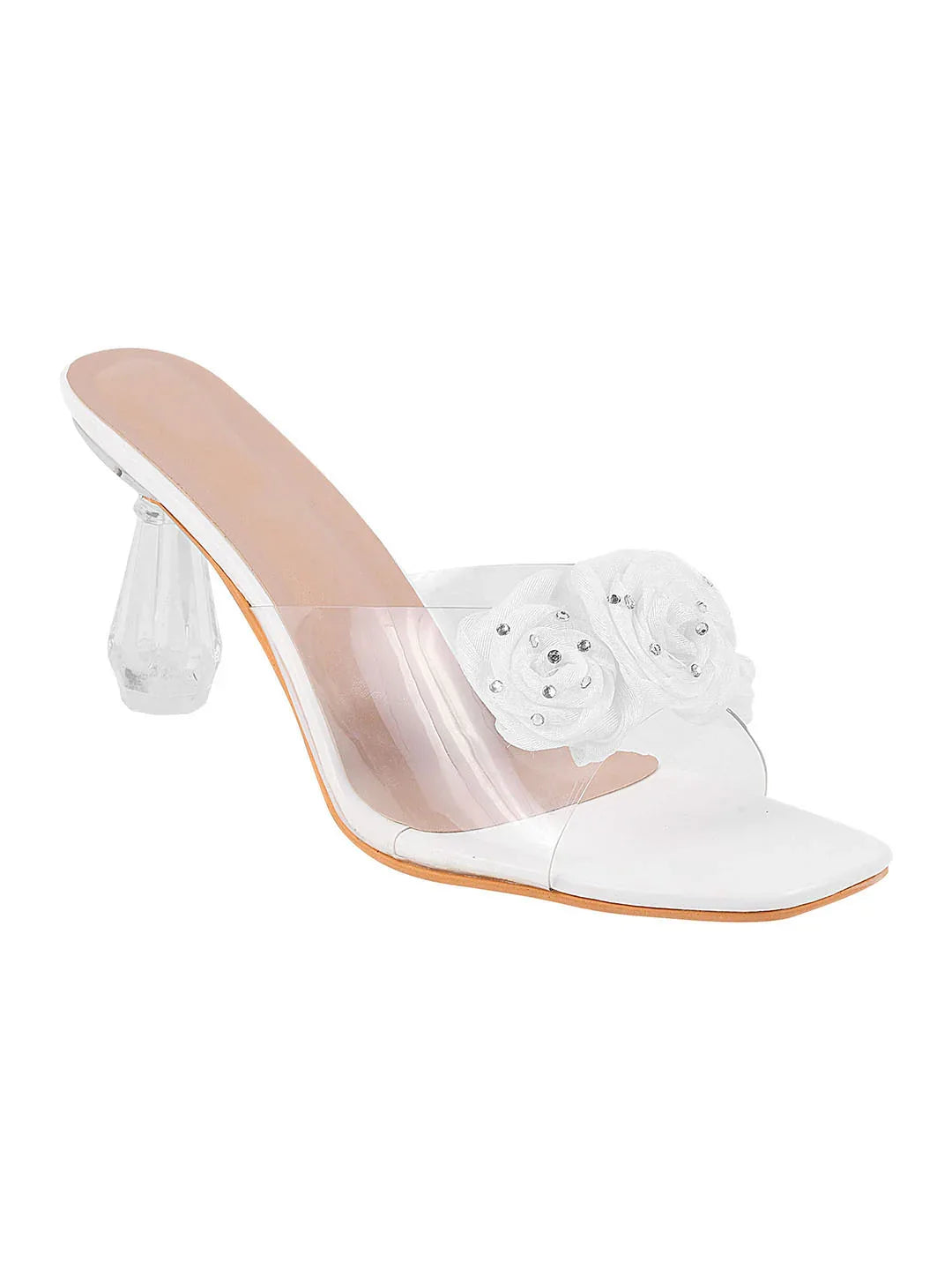 Floral Rose Transparent Heel Mules