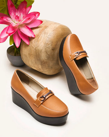 Smart Casual Low Platform Wedge Loafers
