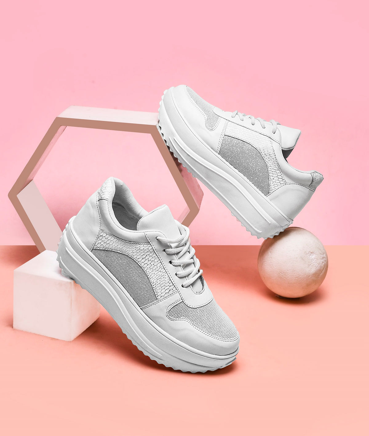 TRYME Bold Casual Mesh Lace Up Sneakers For Women's