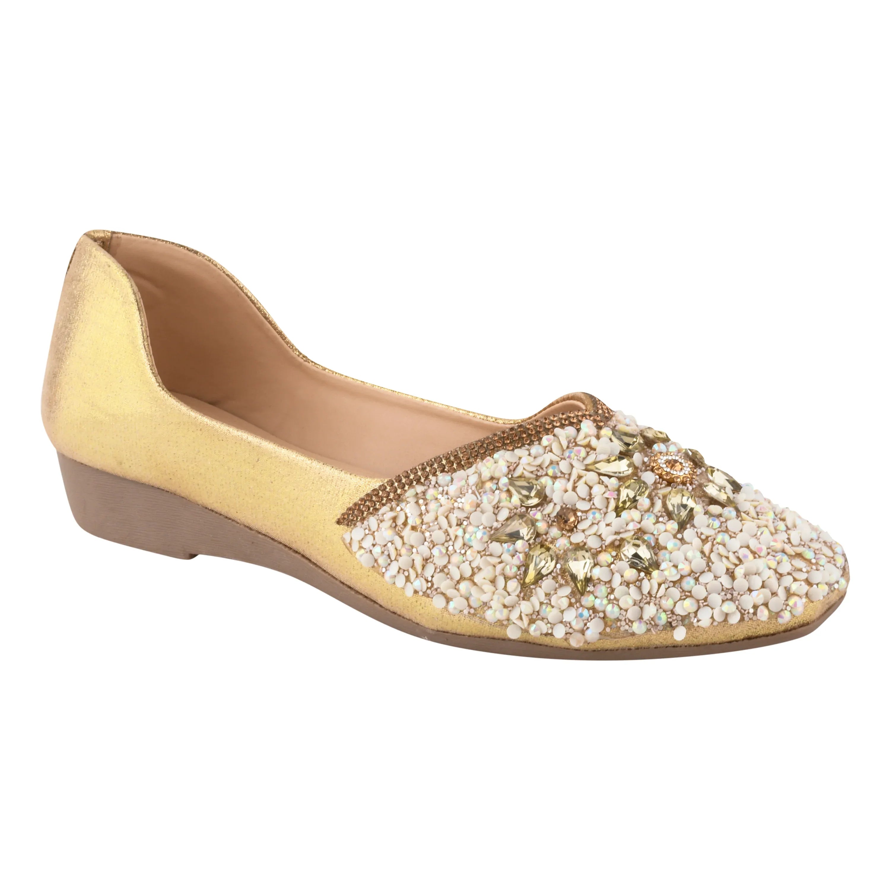TRYME Floral Motfi Festive Stone Beaded Juttis For Women & Girl