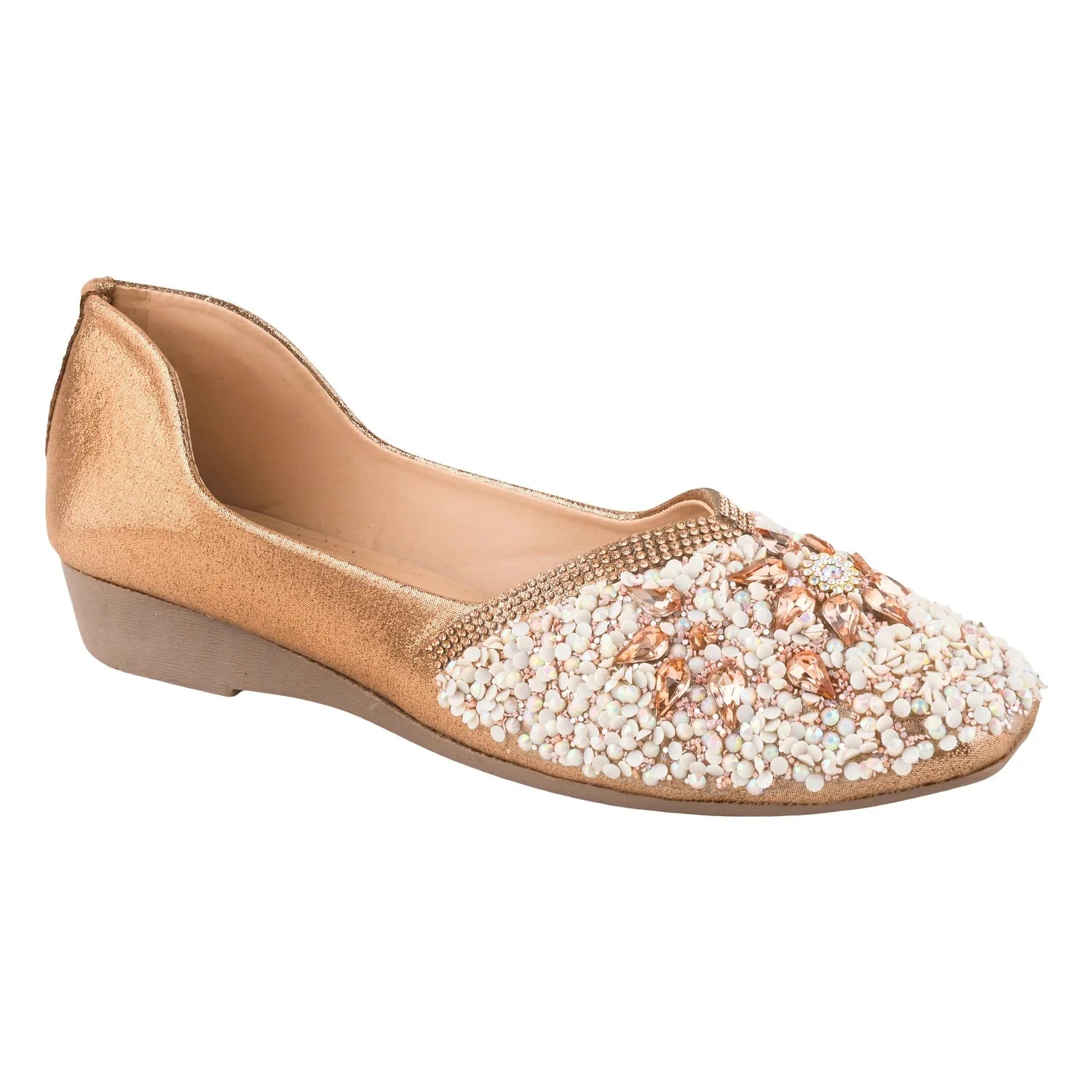 TRYME Floral Motfi Festive Stone Beaded Juttis For Women & Girl