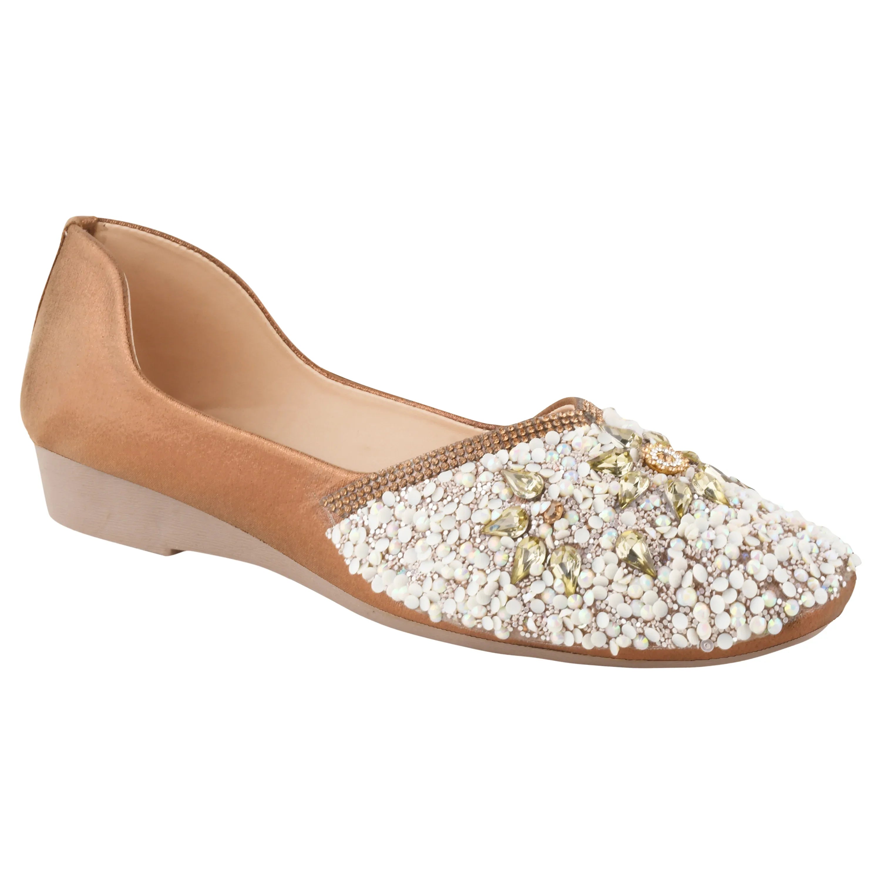 TRYME Floral Motfi Festive Stone Beaded Juttis For Women & Girl