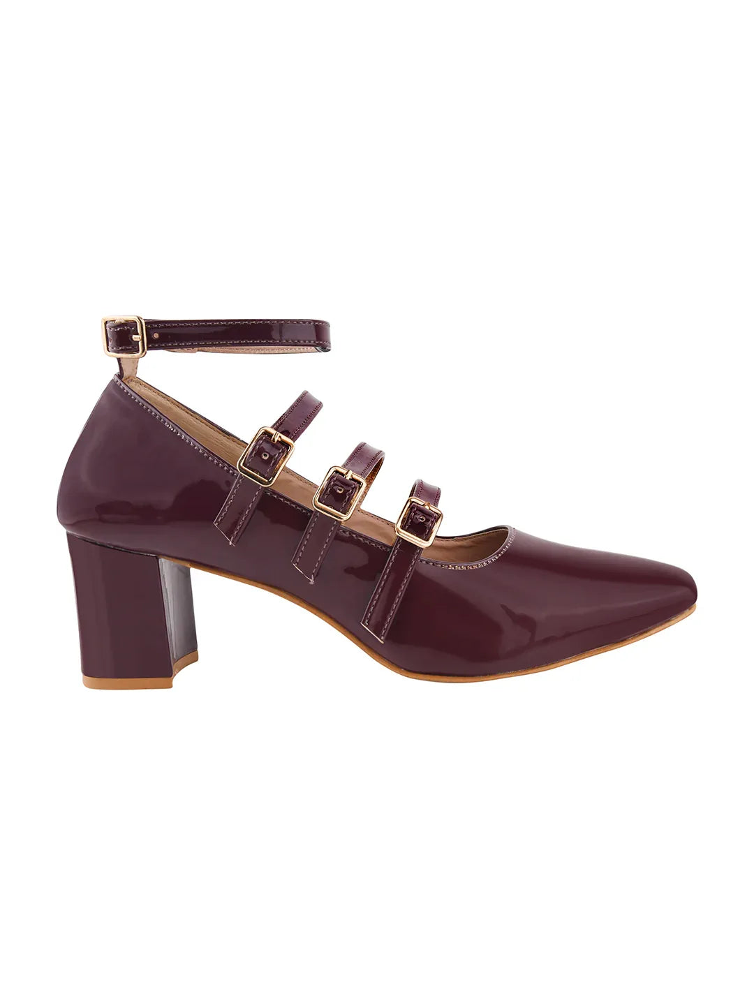 Ankle Strap Patent Block Heels