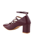Ankle Strap Patent Block Heels