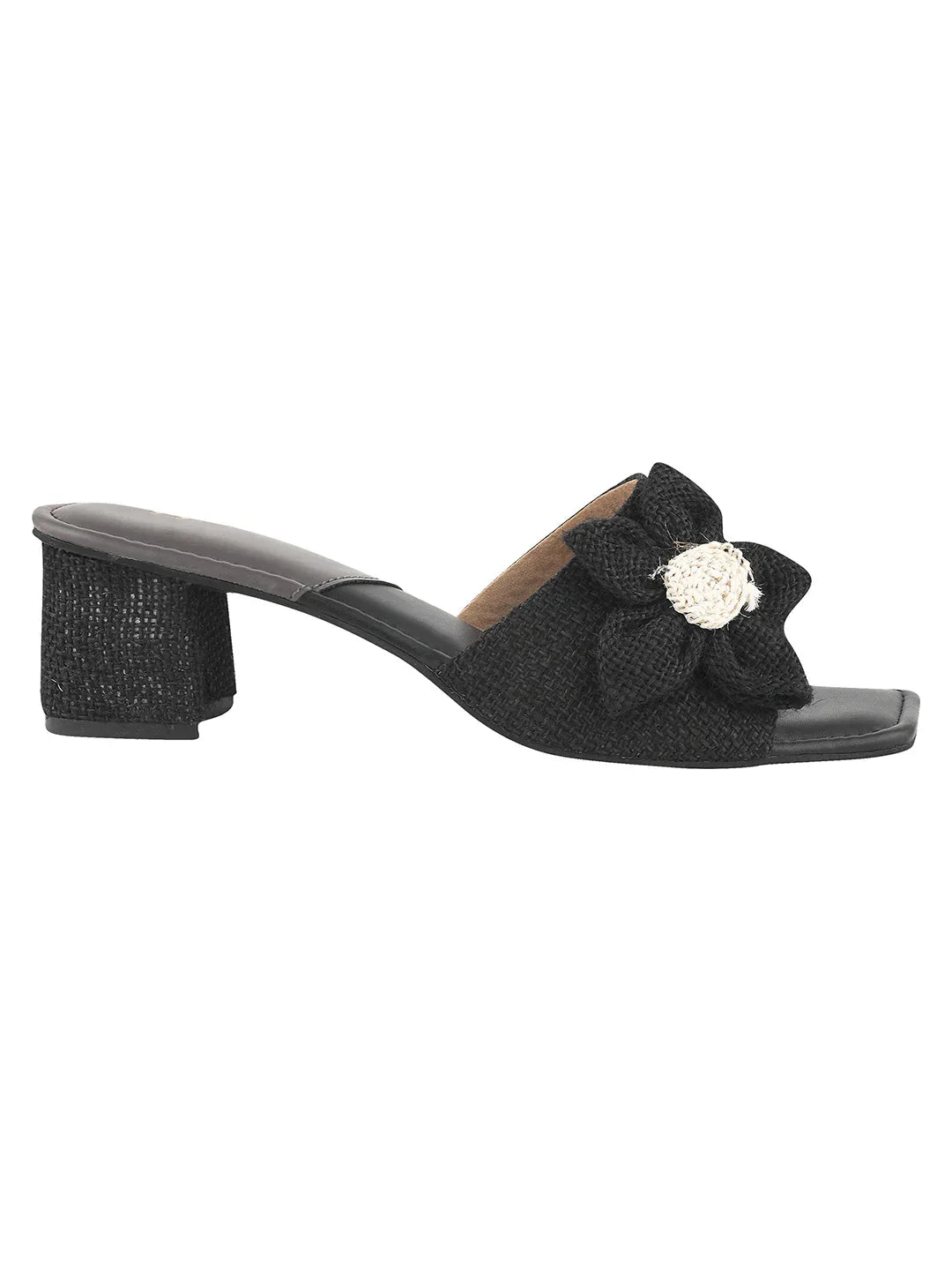 Floral Knot Fabric Block Heels