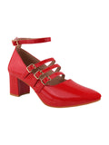 Ankle Strap Patent Block Heels