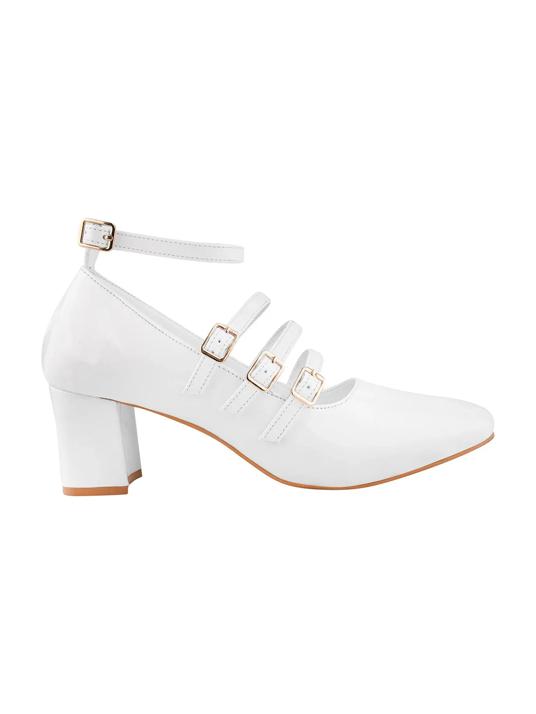 Ankle Strap Patent Block Heels