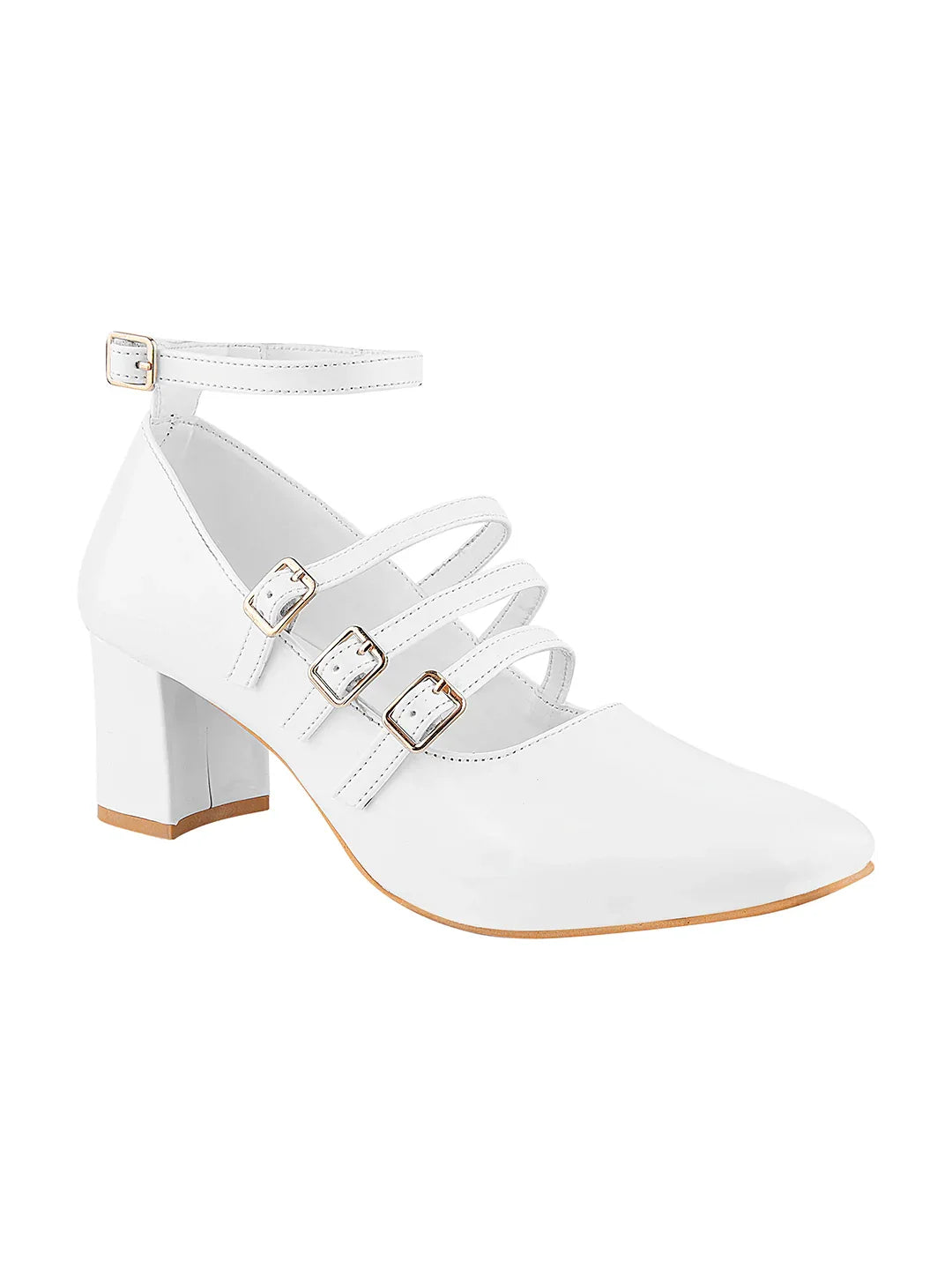 Ankle Strap Patent Block Heels