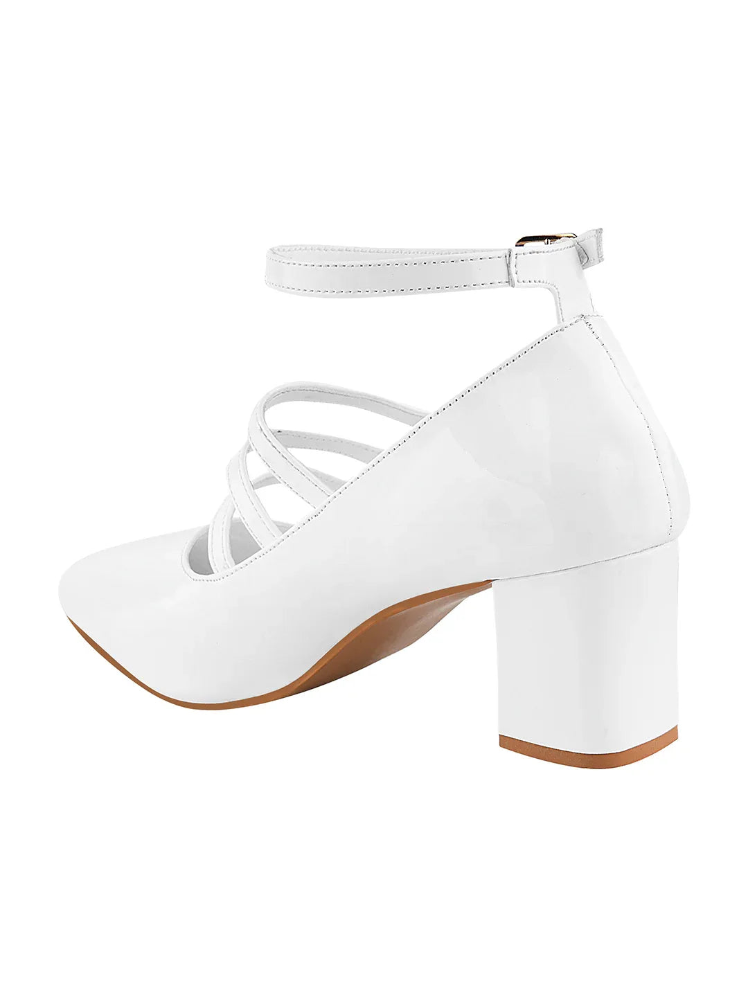 Ankle Strap Patent Block Heels