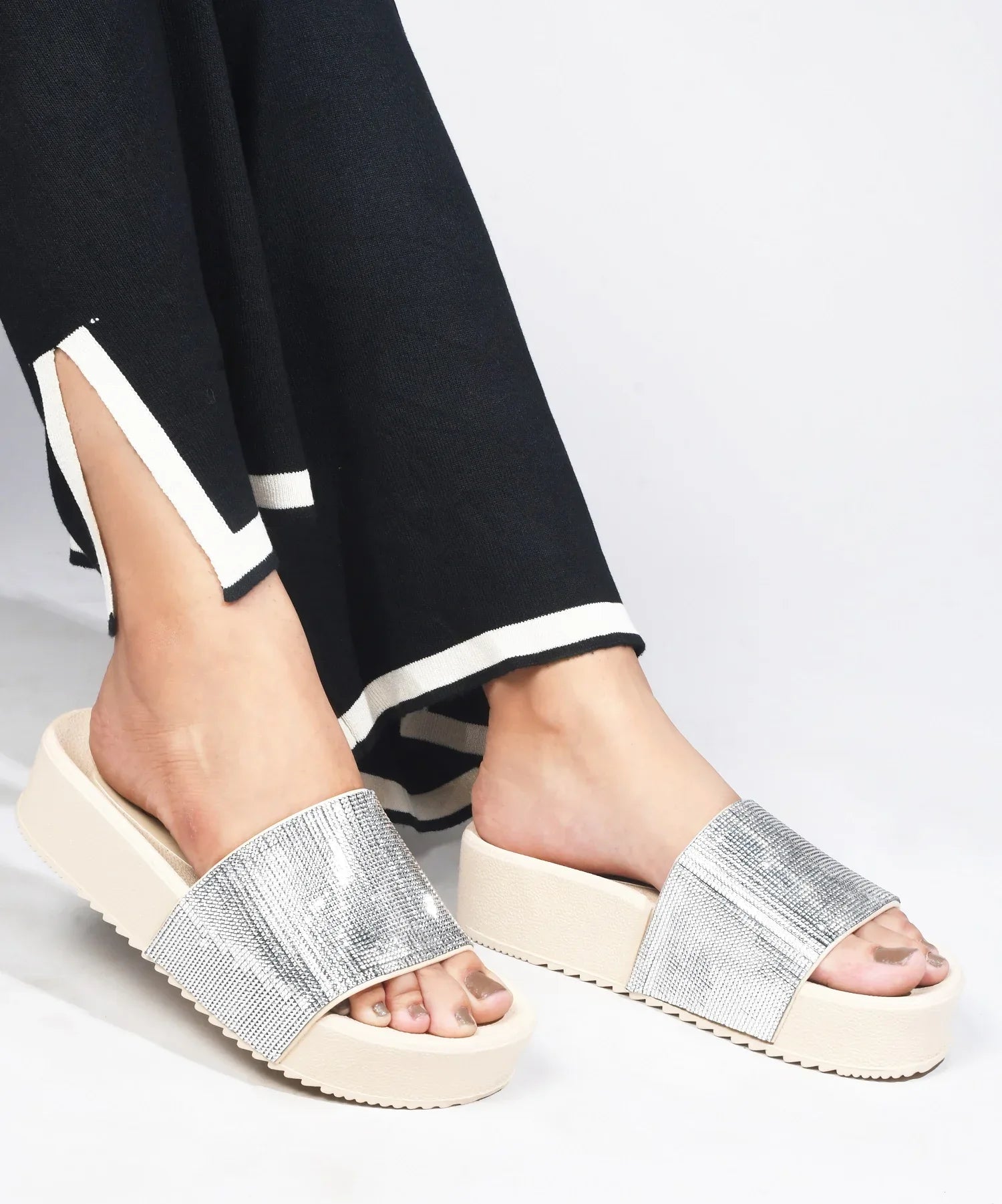 Textured Wide Strap Slides